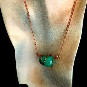 Jade Egg Wire Wrapped In Copper